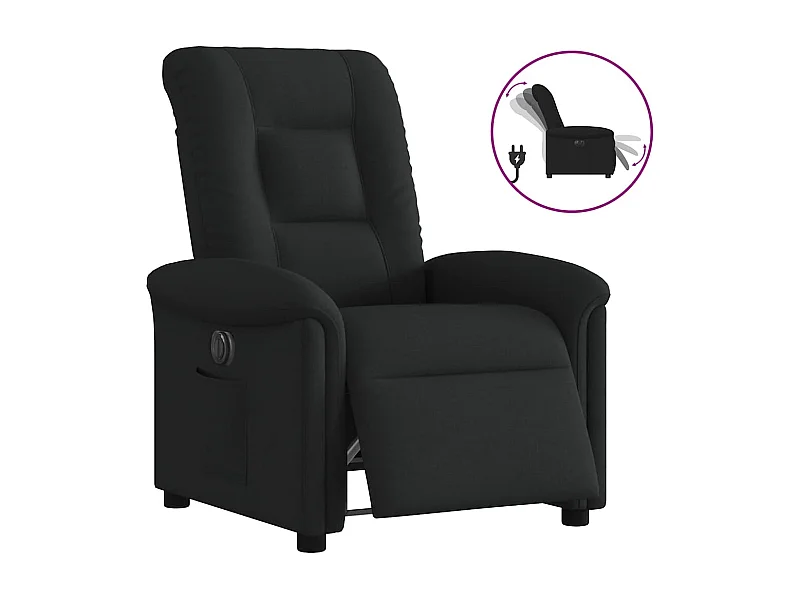 Fauteuil inclinable électrique Noir Tissu