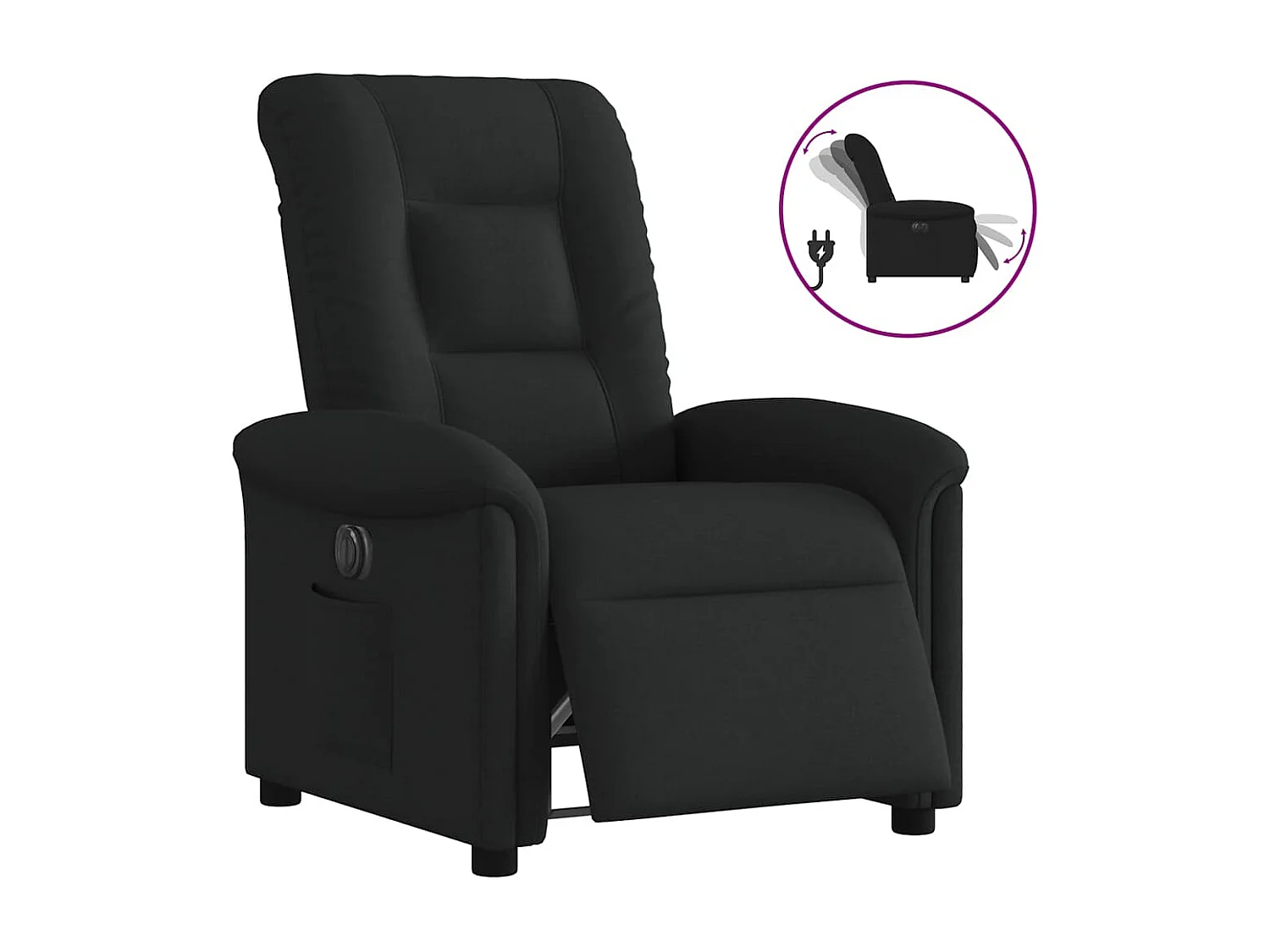 Fauteuil inclinable électrique Noir Tissu