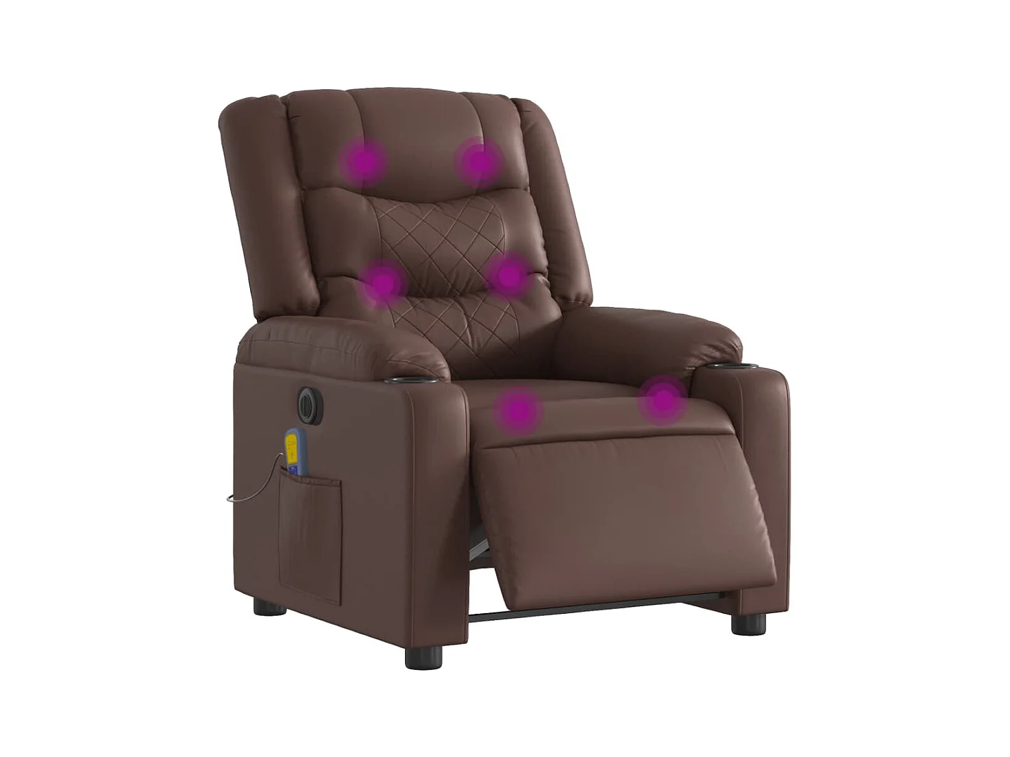 Fauteuil de massage inclinable électrique marron similicuir