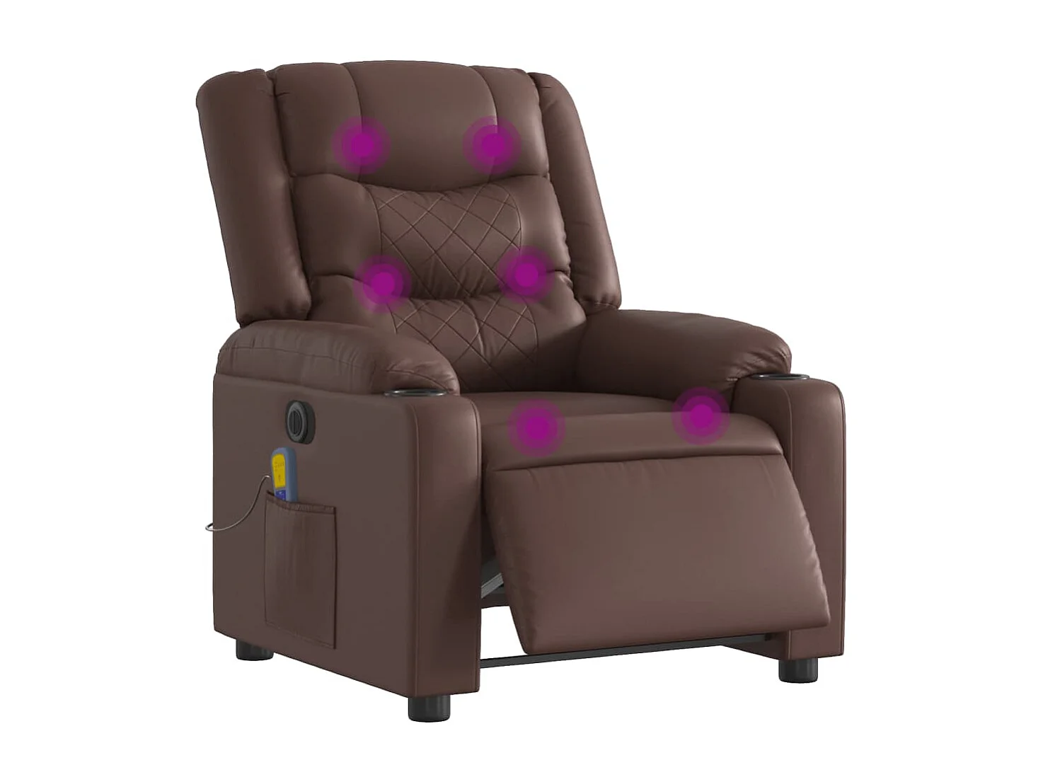 Fauteuil de massage inclinable électrique marron similicuir