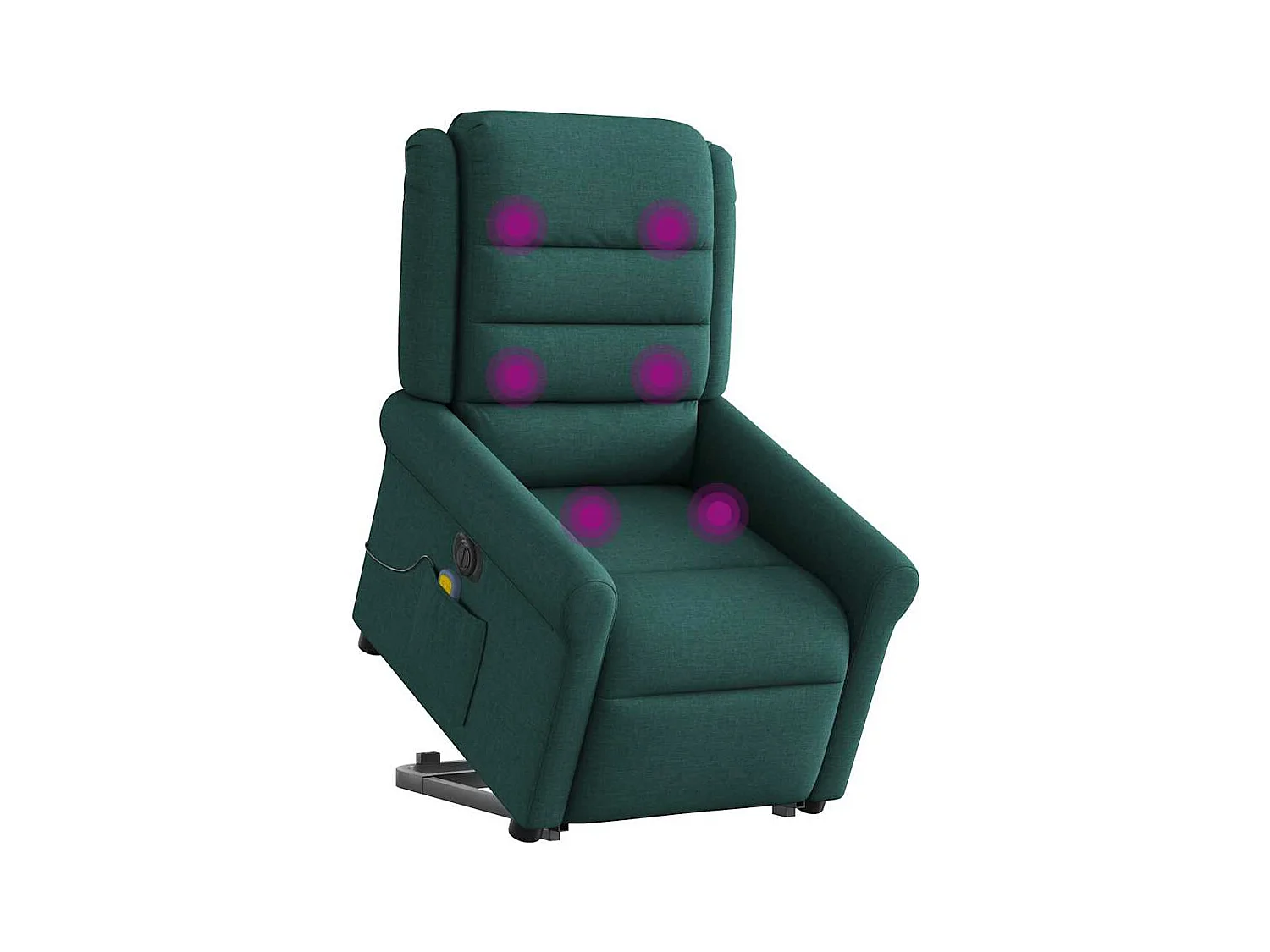 Sillón reclinable de masaje eléctrico de tela verde oscuro