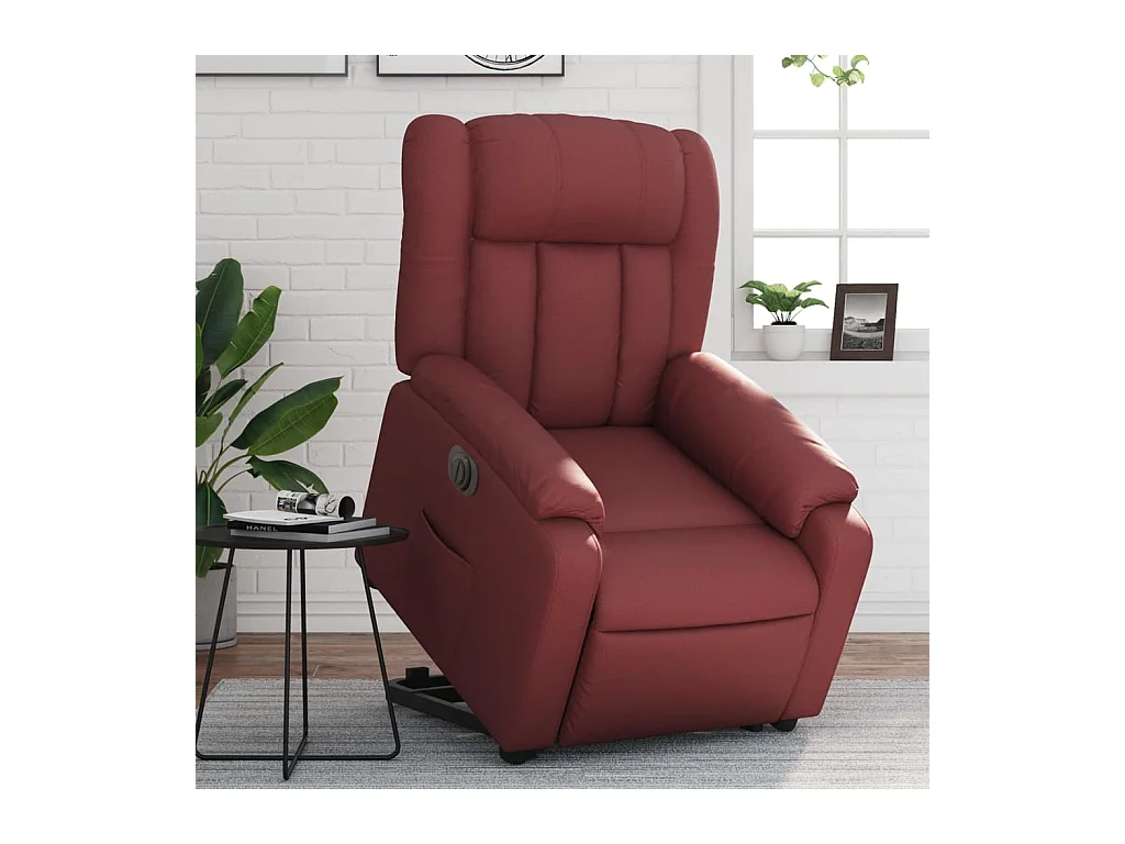 Fauteuil inclinable électrique rouge bordeaux similicuir