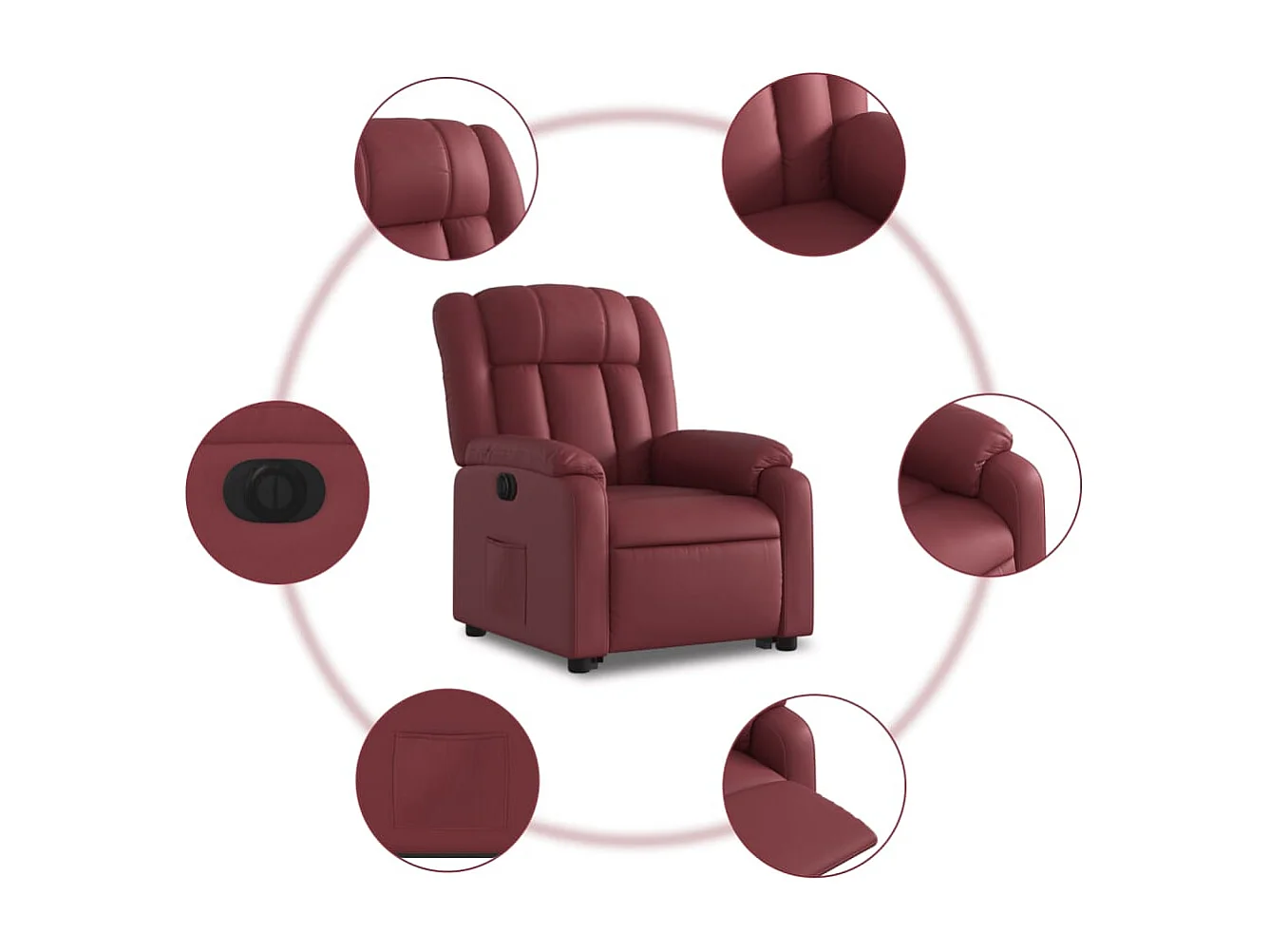 Fauteuil inclinable électrique rouge bordeaux similicuir