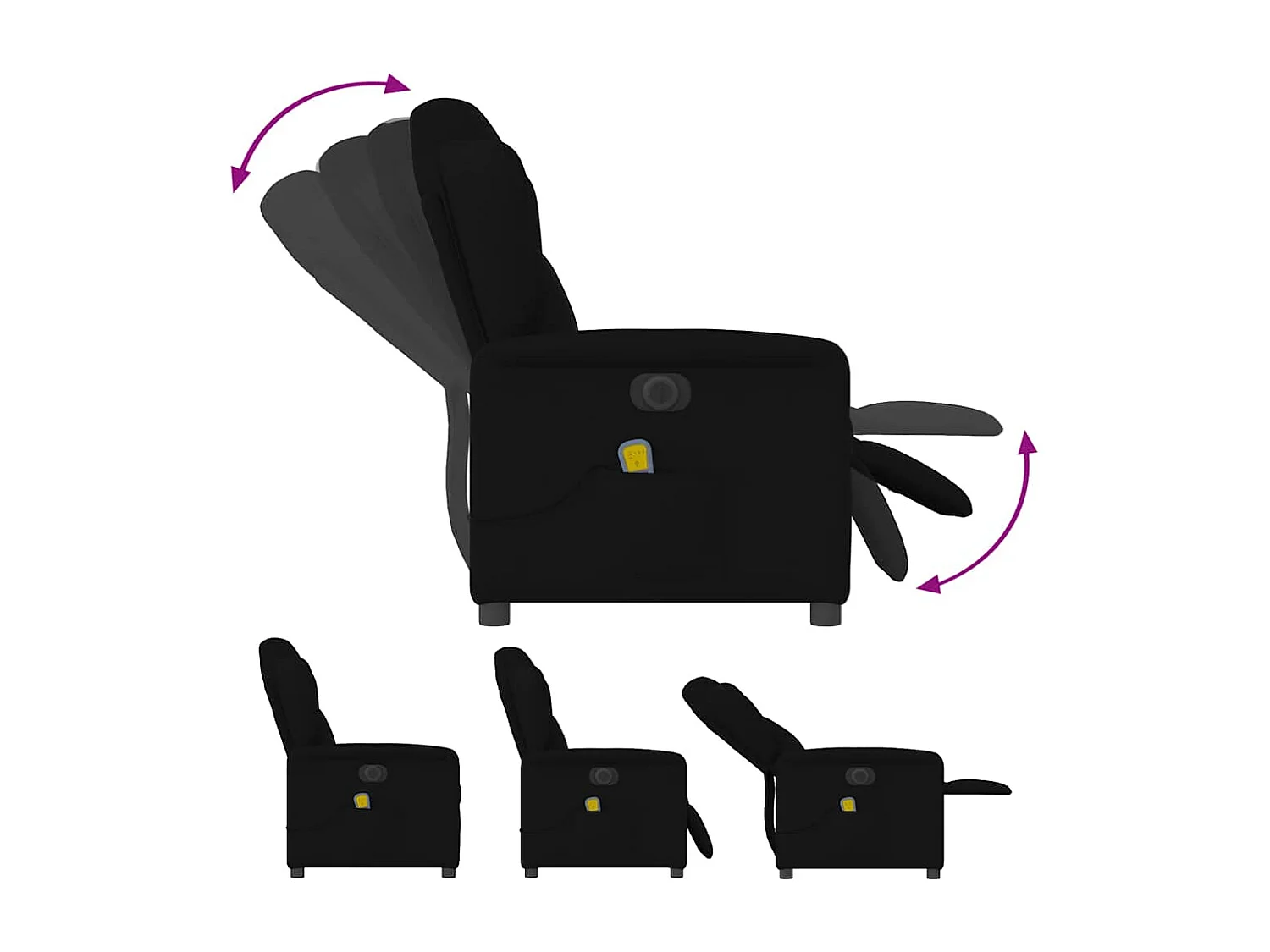 Fauteuil de massage inclinable électrique Noir Tissu