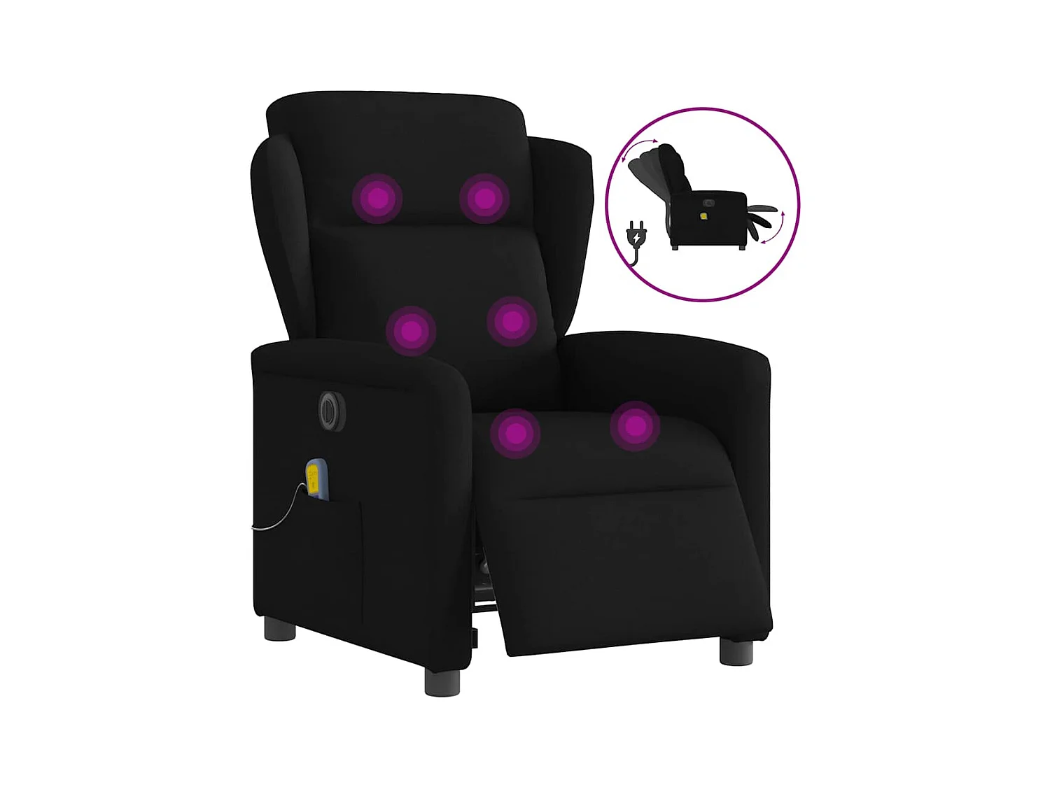 Fauteuil de massage inclinable électrique Noir Tissu