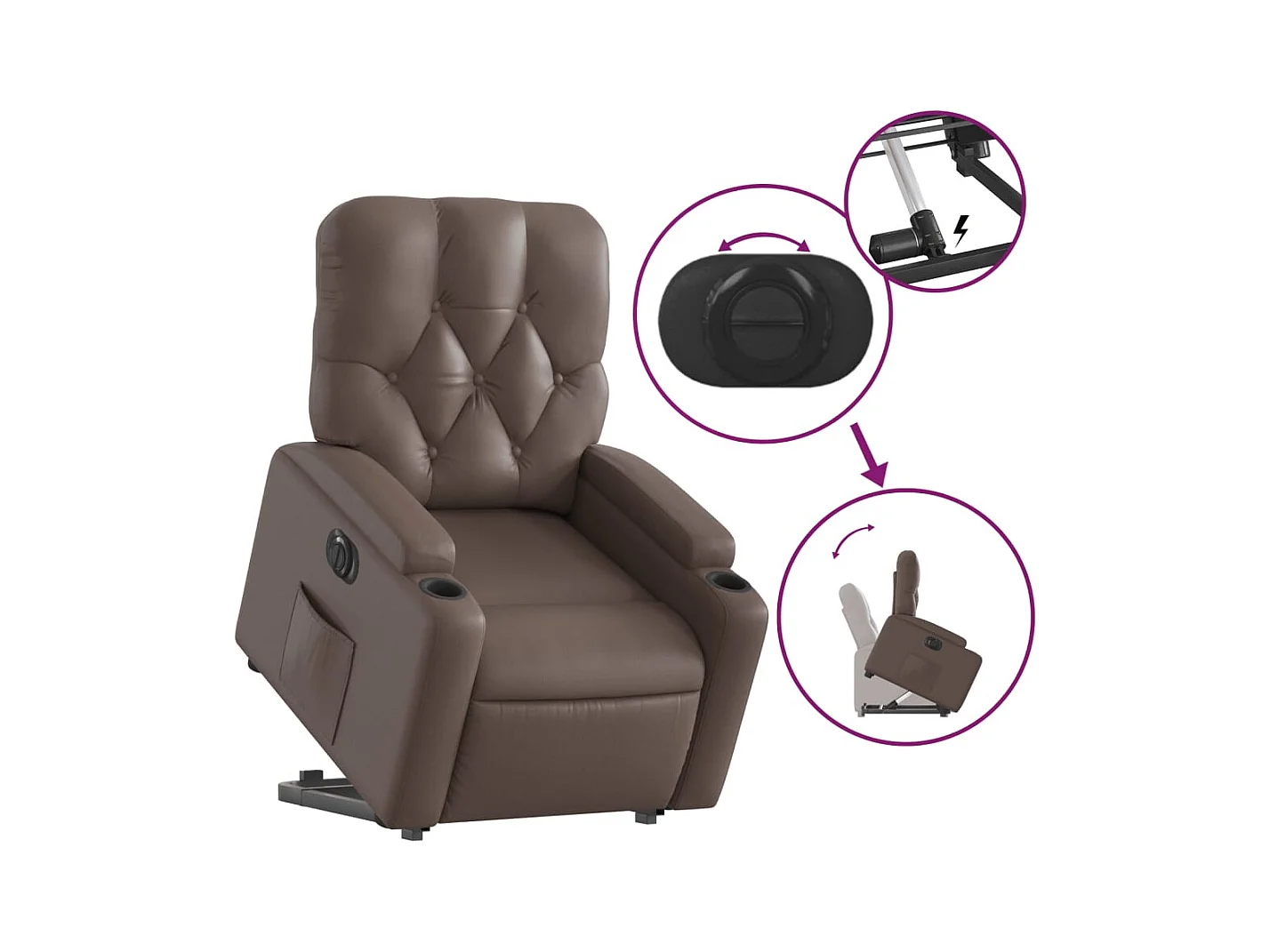 Fauteuil inclinable électrique marron similicuir
