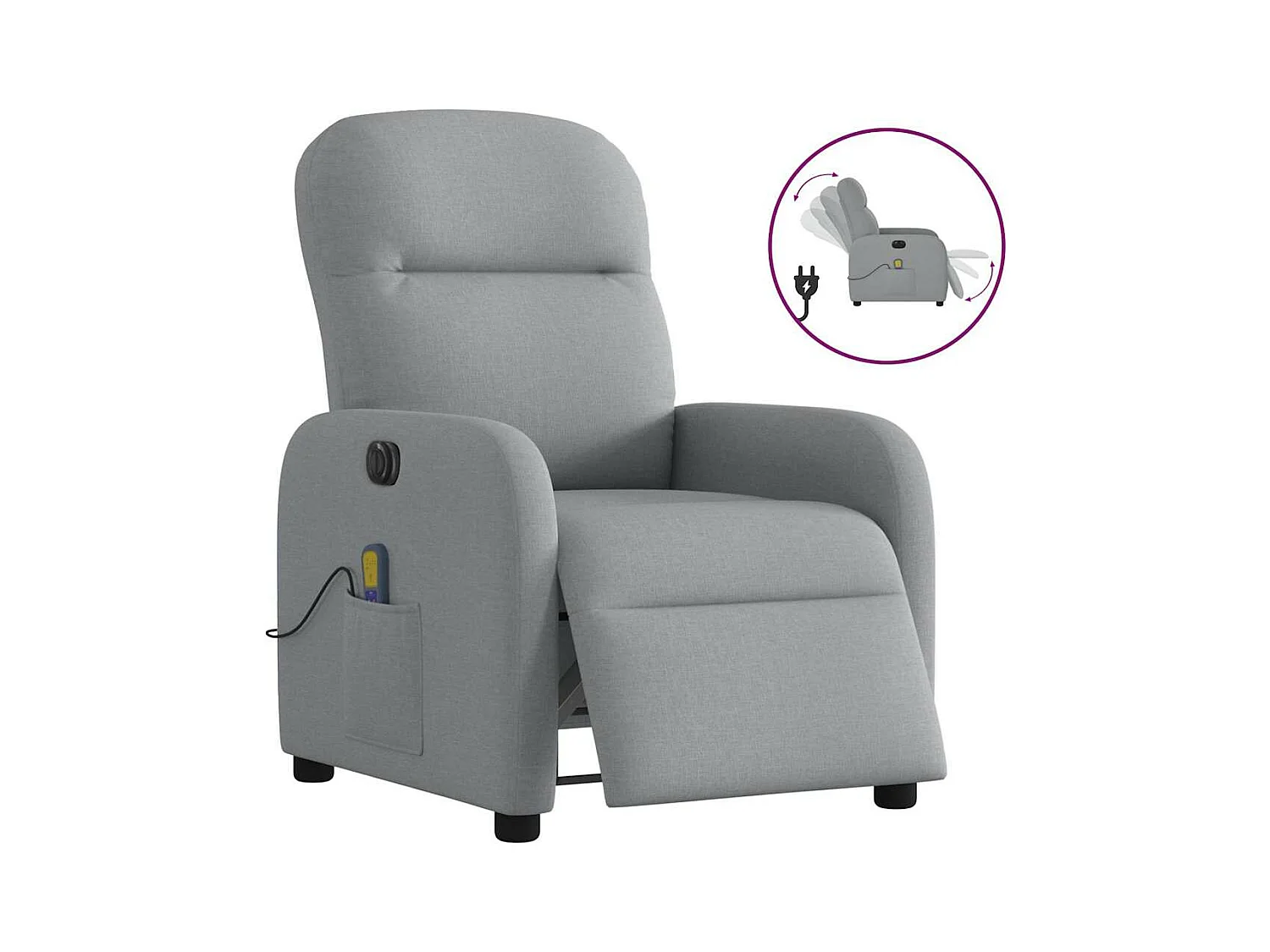 Fauteuil de massage inclinable électrique gris clair tissu