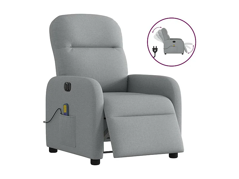 Sillón masajeador reclinable eléctrico de tela gris claro