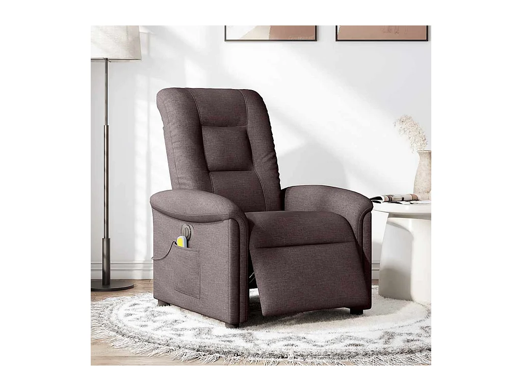 Fauteuil de massage inclinable électrique Marron foncé Tissu