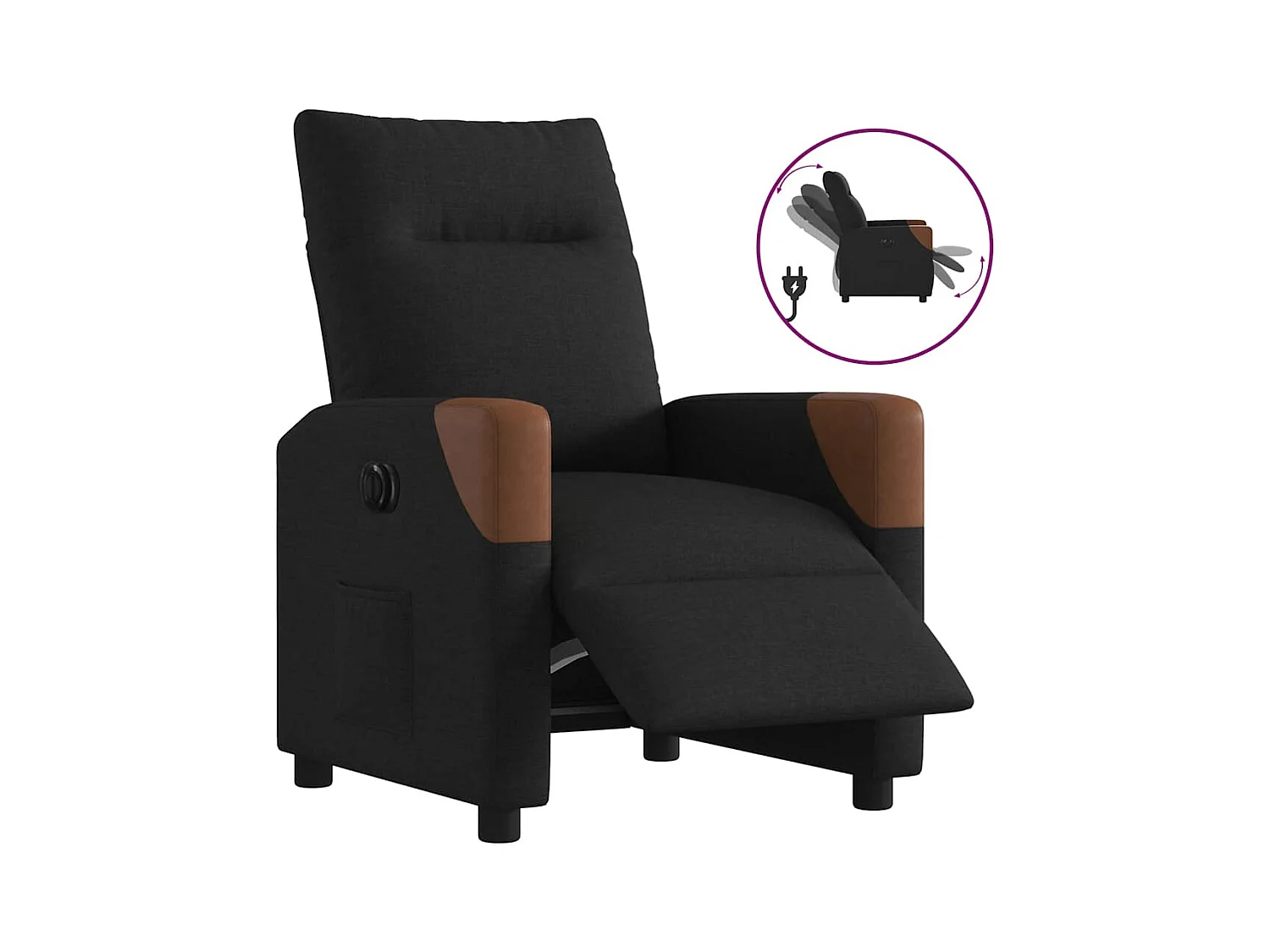 Fauteuil inclinable électrique Noir Tissu