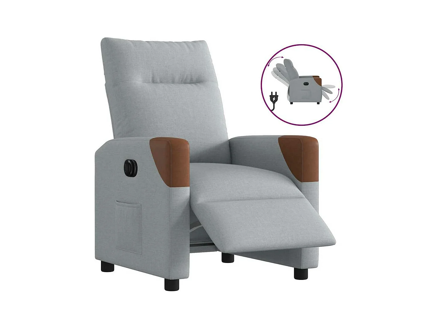 Fauteuil inclinable électrique Gris clair Tissu