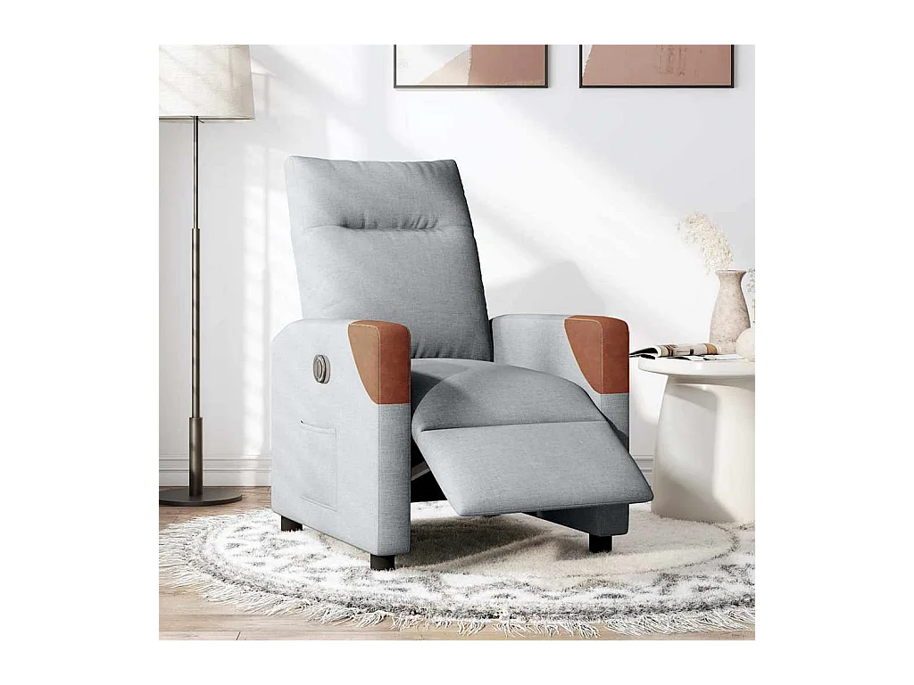 Fauteuil inclinable électrique Gris clair Tissu