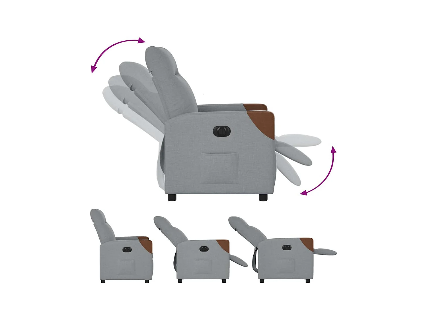 Fauteuil inclinable électrique Gris clair Tissu