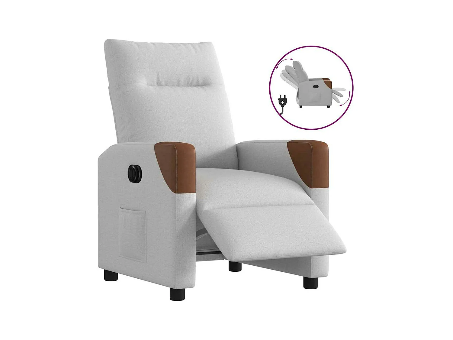 Fauteuil inclinable électrique gris nuage tissu