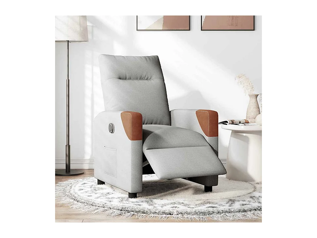 Fauteuil inclinable électrique gris nuage tissu
