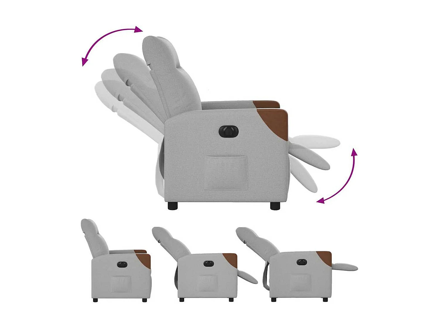 Fauteuil inclinable électrique gris nuage tissu