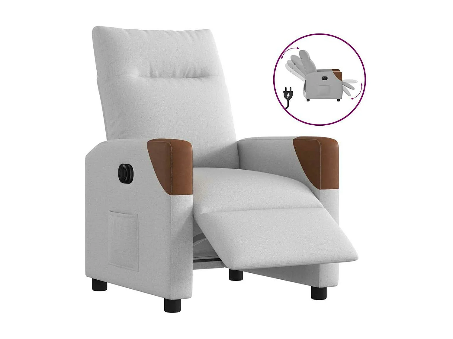 Fauteuil inclinable électrique gris nuage tissu