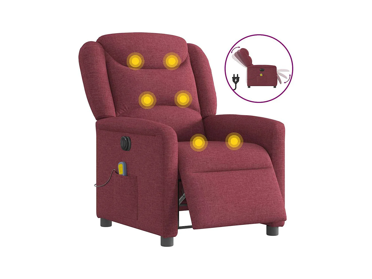 Fauteuil de massage inclinable électrique Rouge bordeaux Tissu