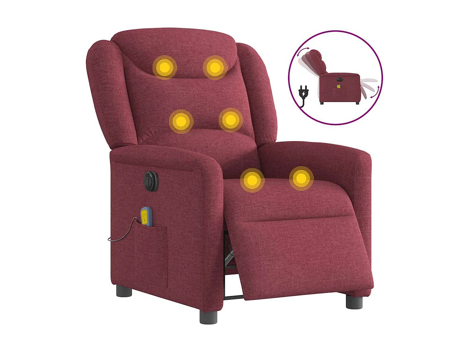 Fauteuil de massage inclinable électrique Rouge bordeaux Tissu