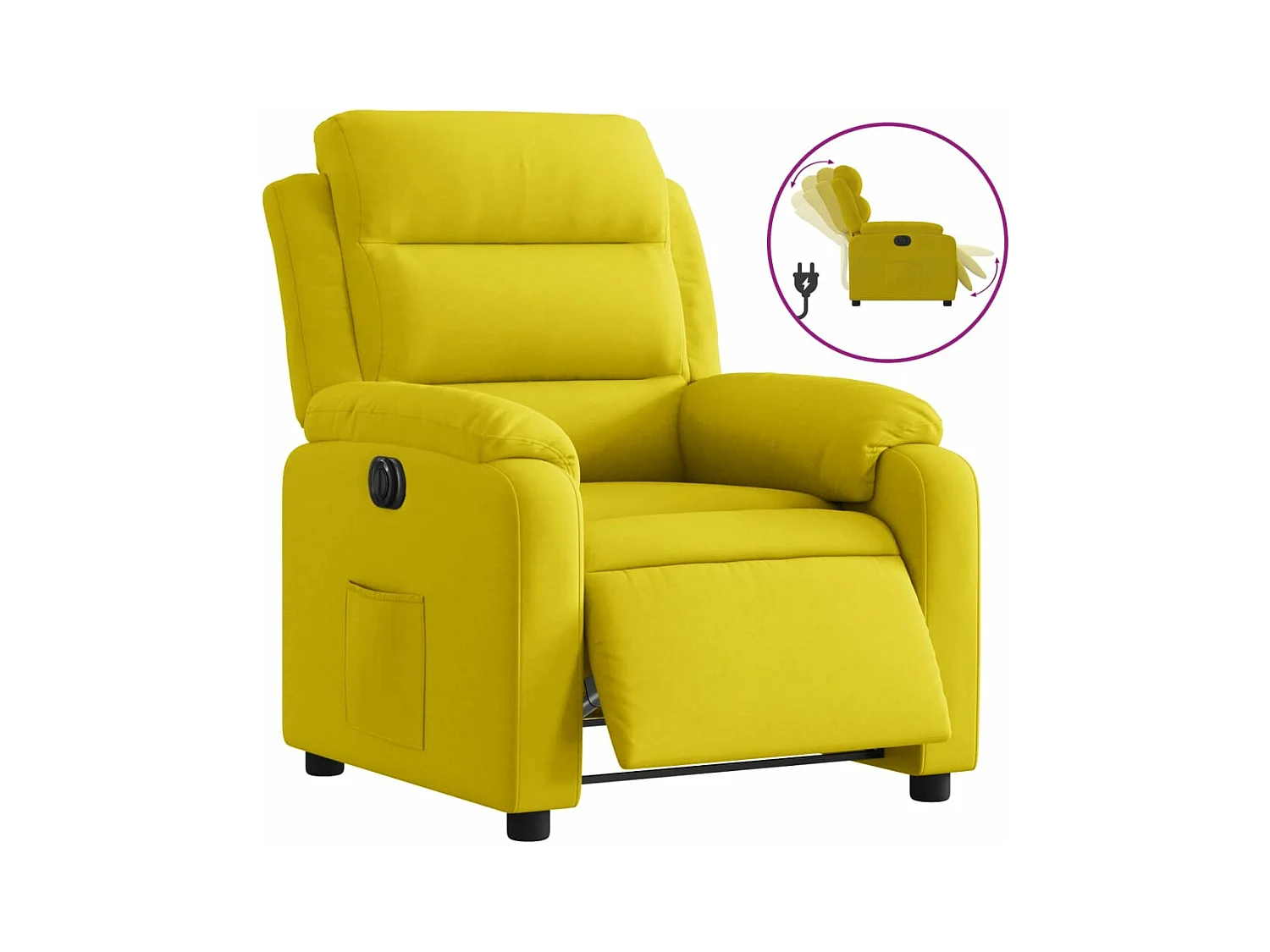 Fauteuil inclinable électrique jaune velours
