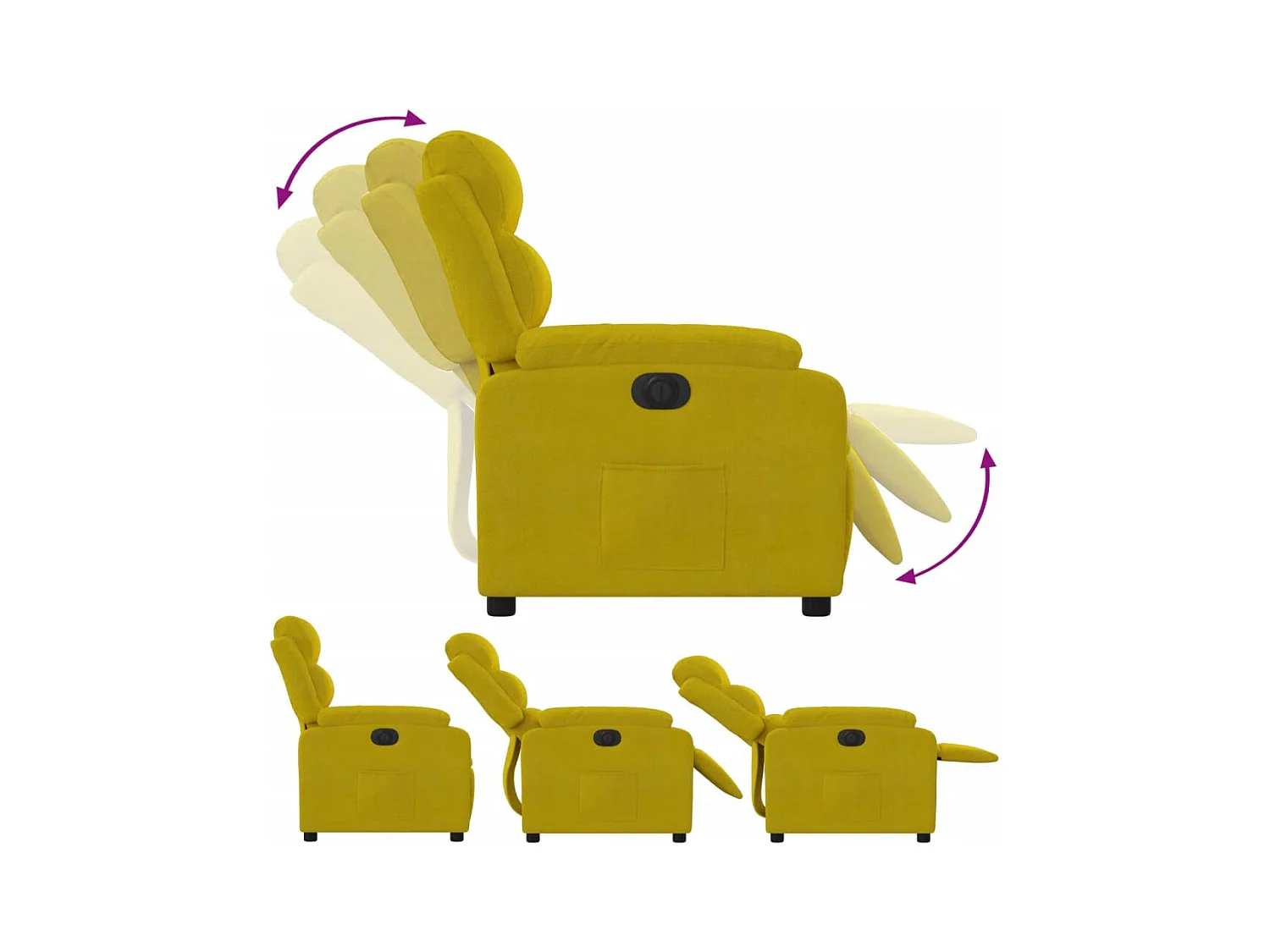Fauteuil inclinable électrique jaune velours