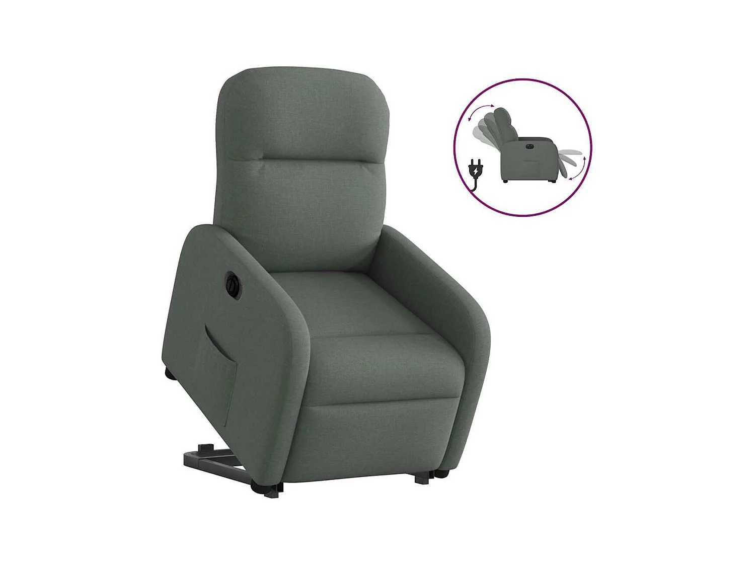 Fauteuil inclinable électrique gris foncé tissu