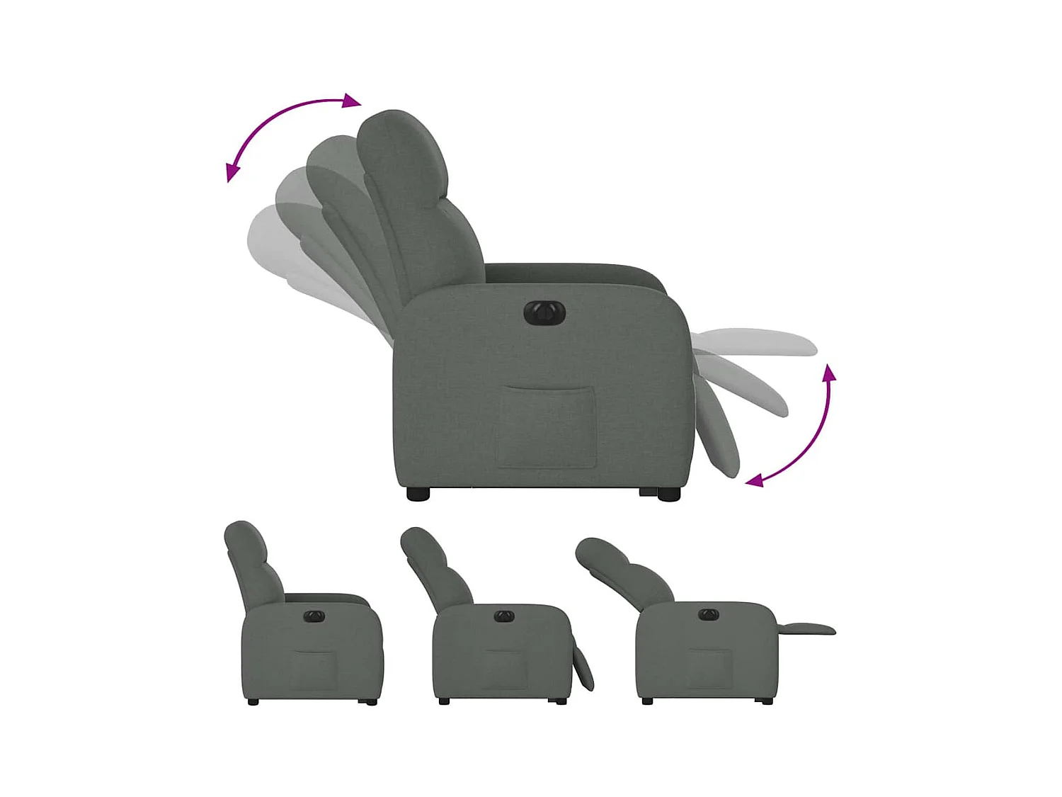 Fauteuil inclinable électrique gris foncé tissu