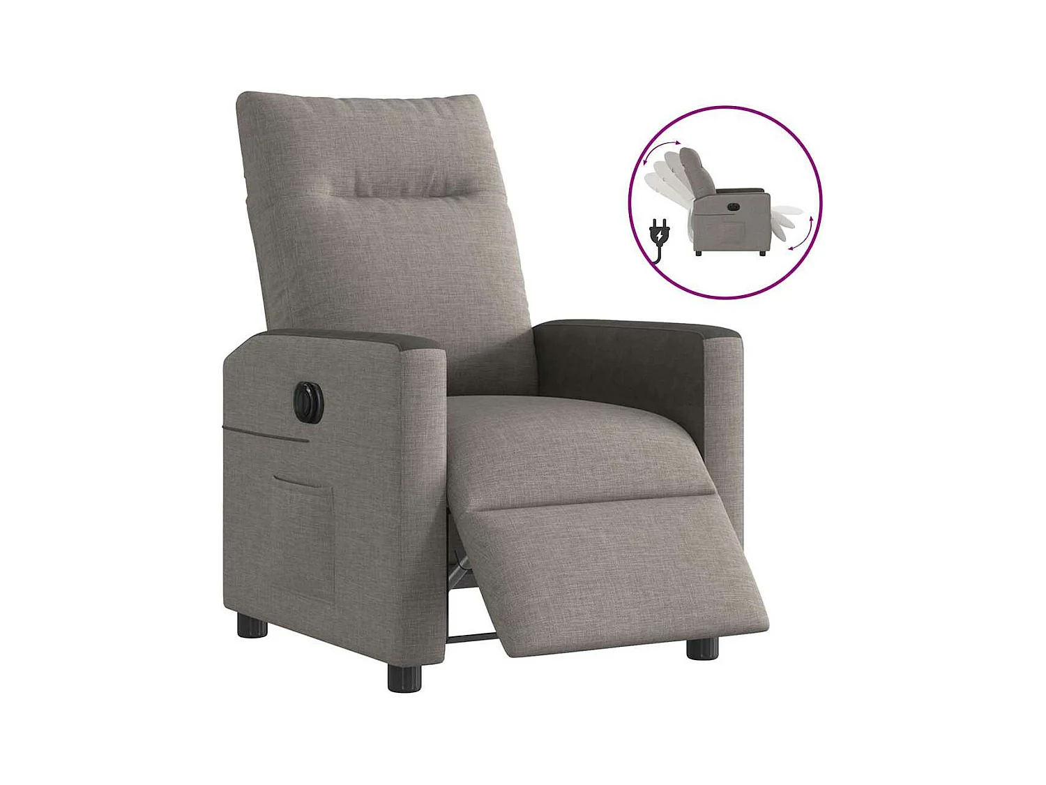Fauteuil inclinable électrique Taupe Tissu