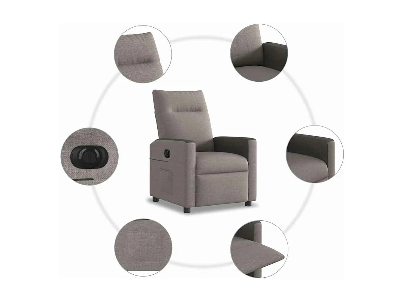 Fauteuil inclinable électrique Taupe Tissu