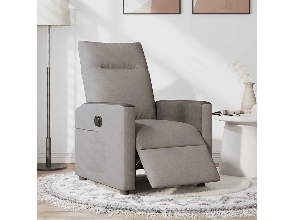 Elektrischer Ruhesessel aus taupefarbenem Stoff