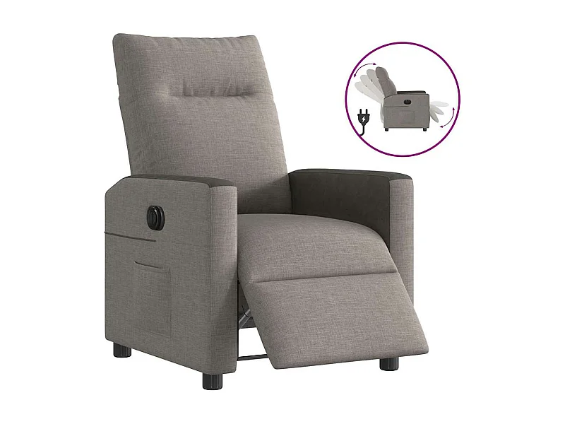 Sillón reclinable eléctrico de tela color topo