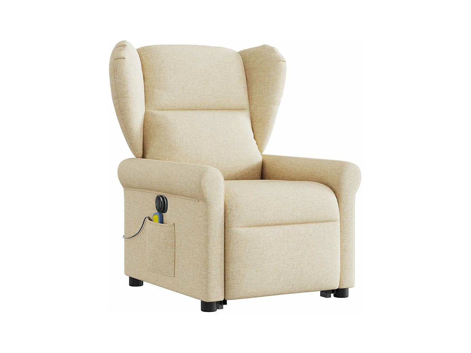 Sillón reclinable de masaje eléctrico de tela color crema