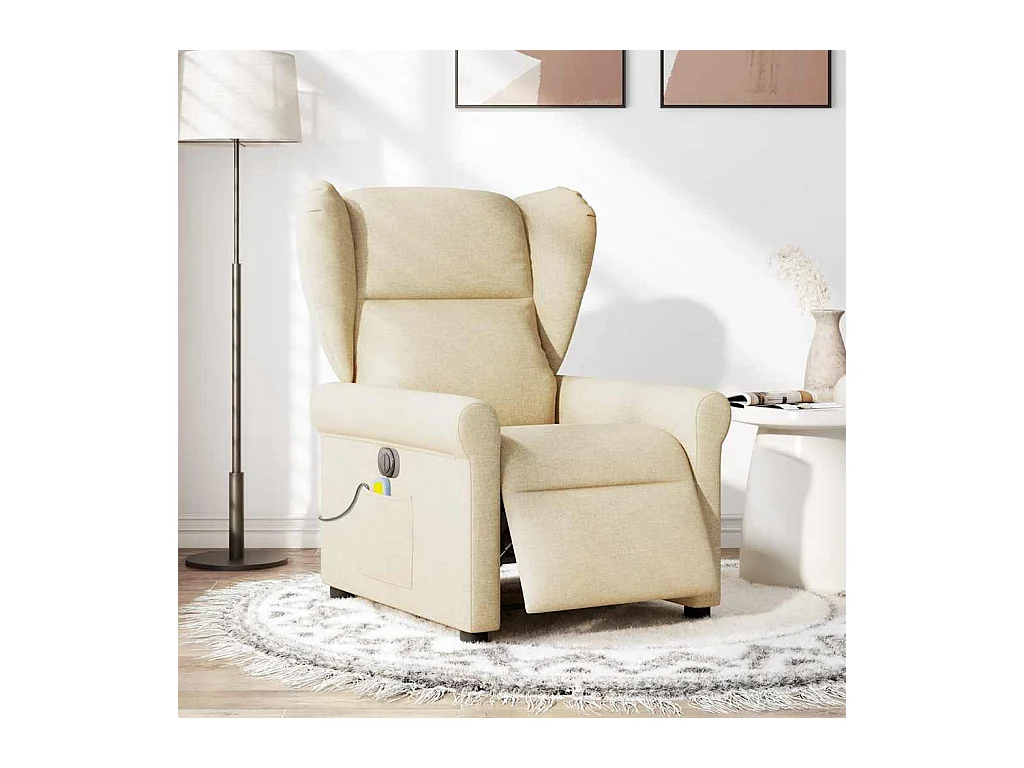 Sillón reclinable de masaje eléctrico de tela color crema