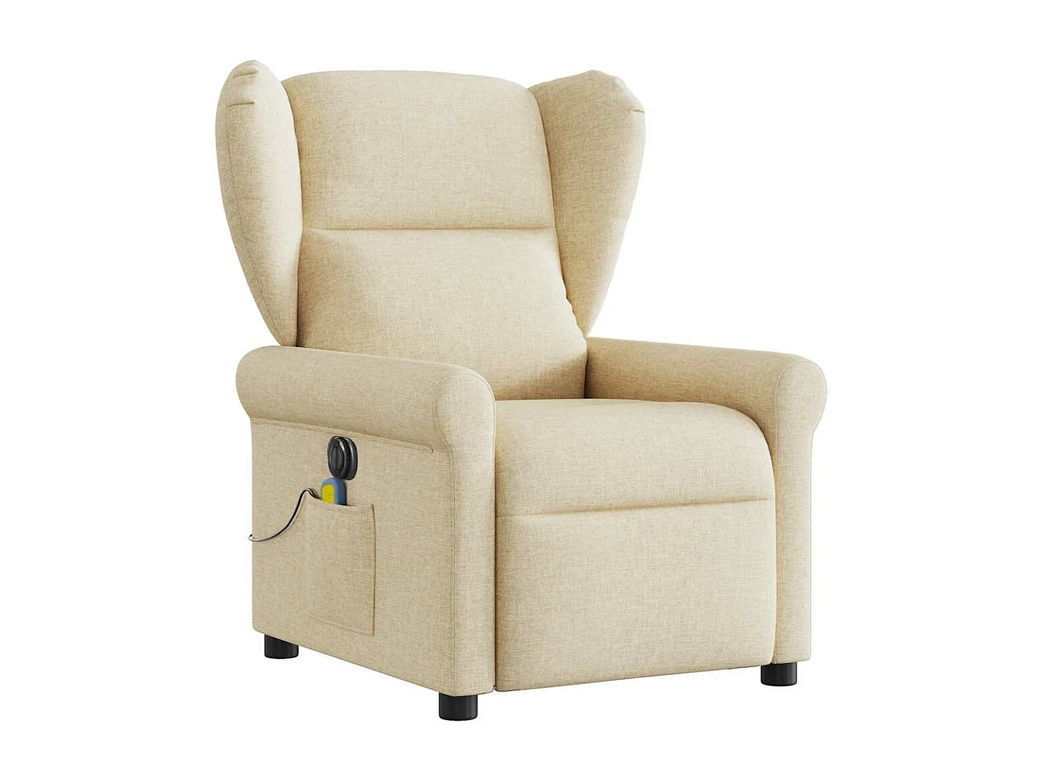 Fauteuil inclinable de massage électrique crème tissu