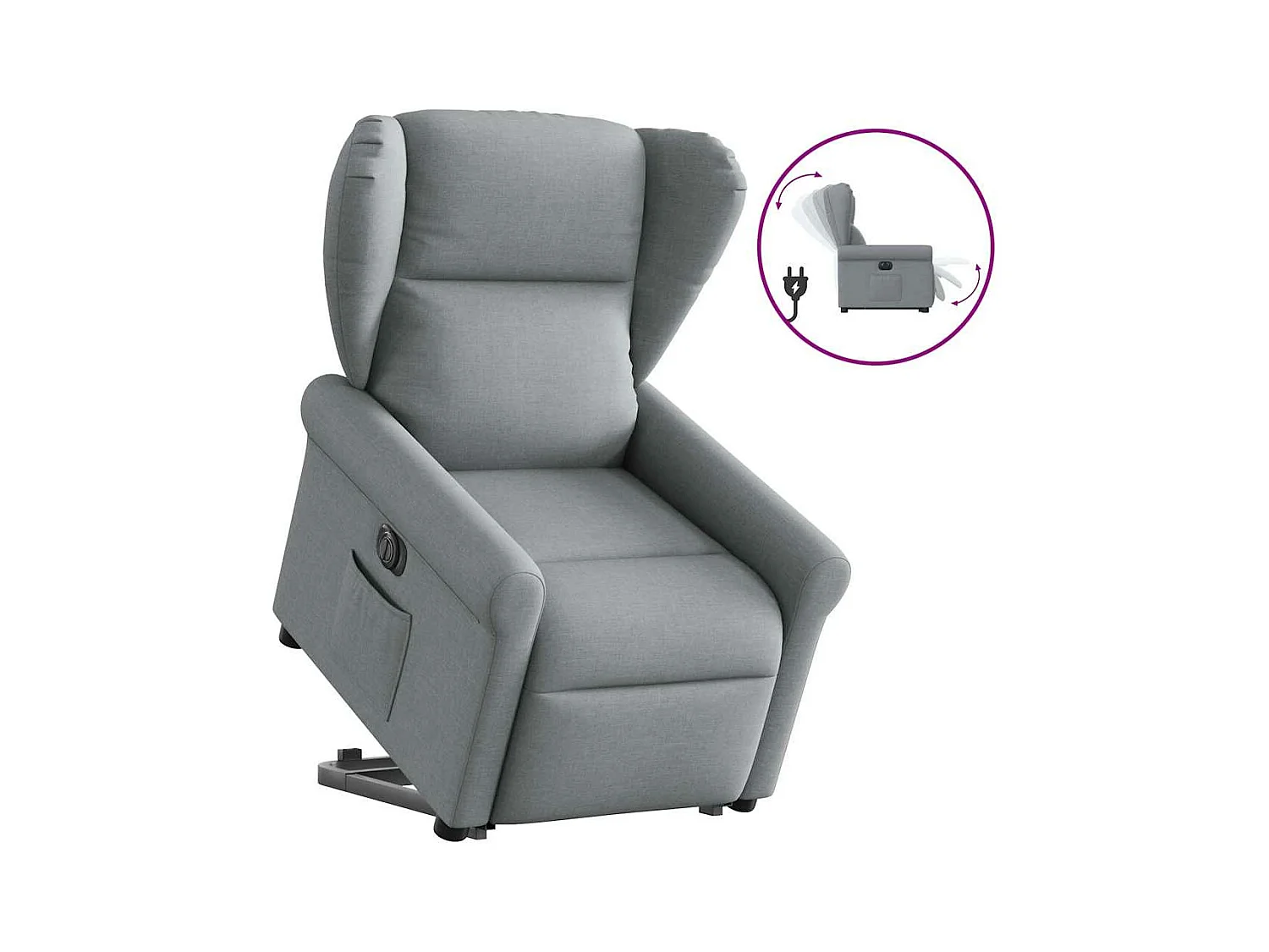Fauteuil inclinable électrique gris clair tissu