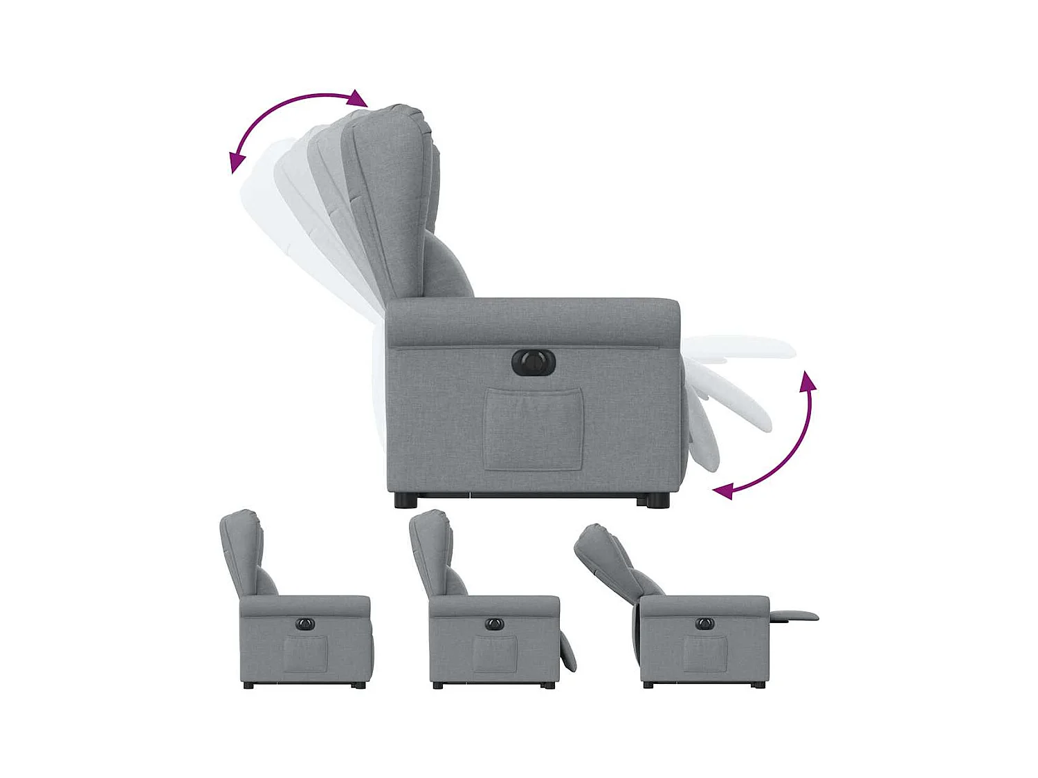 Fauteuil inclinable électrique gris clair tissu