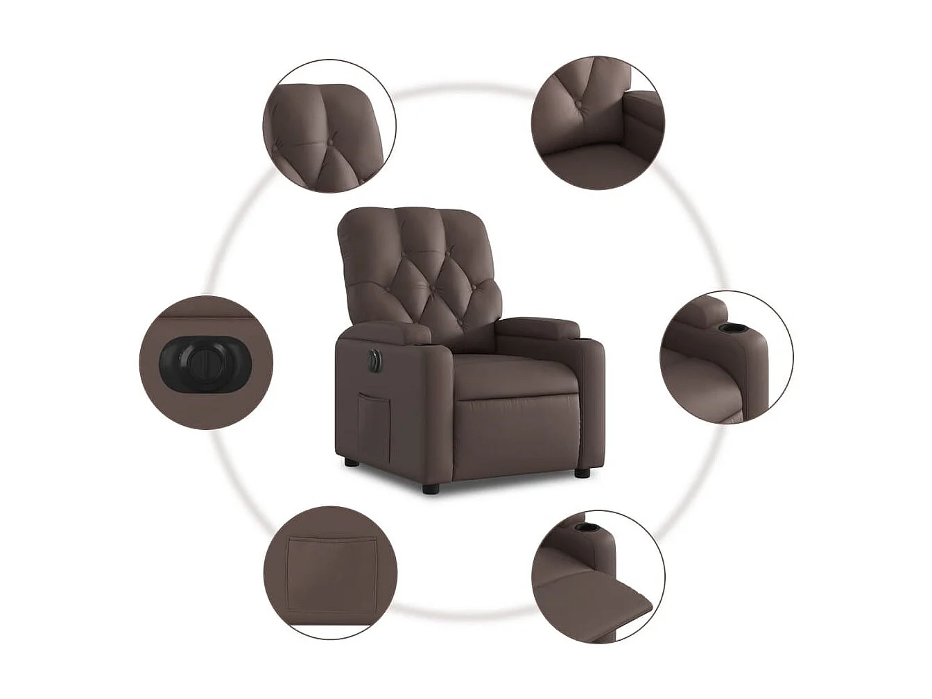 Fauteuil inclinable électrique Marron Similicuir