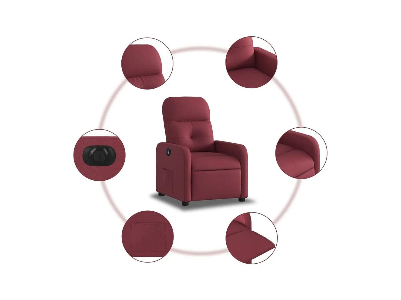 Fauteuil inclinable électrique Rouge bordeaux Tissu