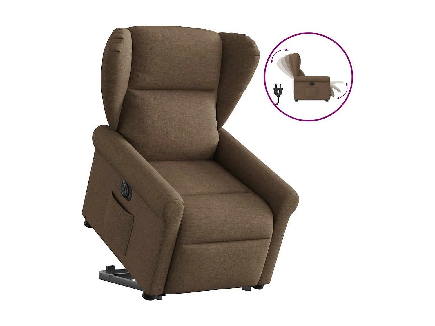 Fauteuil inclinable électrique marron tissu