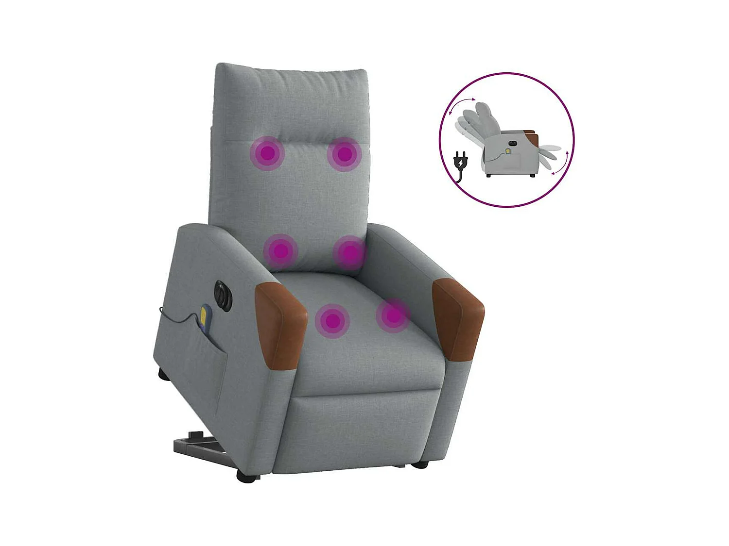 Fauteuil inclinable de massage électrique Gris clair Tissu