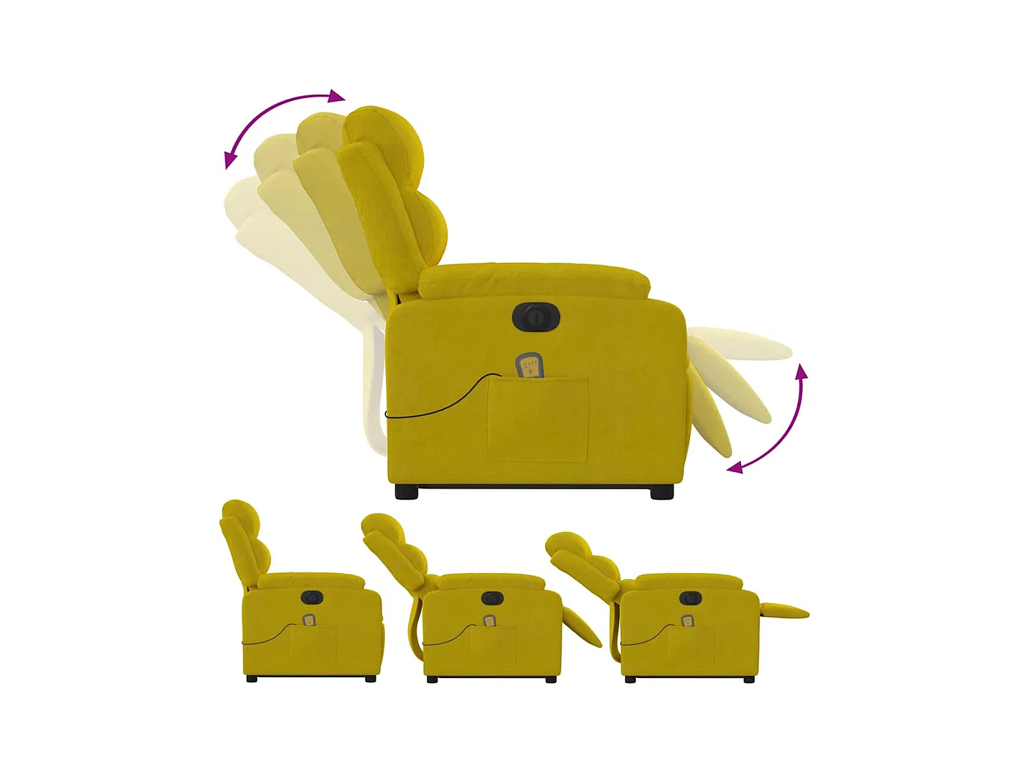 Fauteuil inclinable de massage électrique jaune velours
