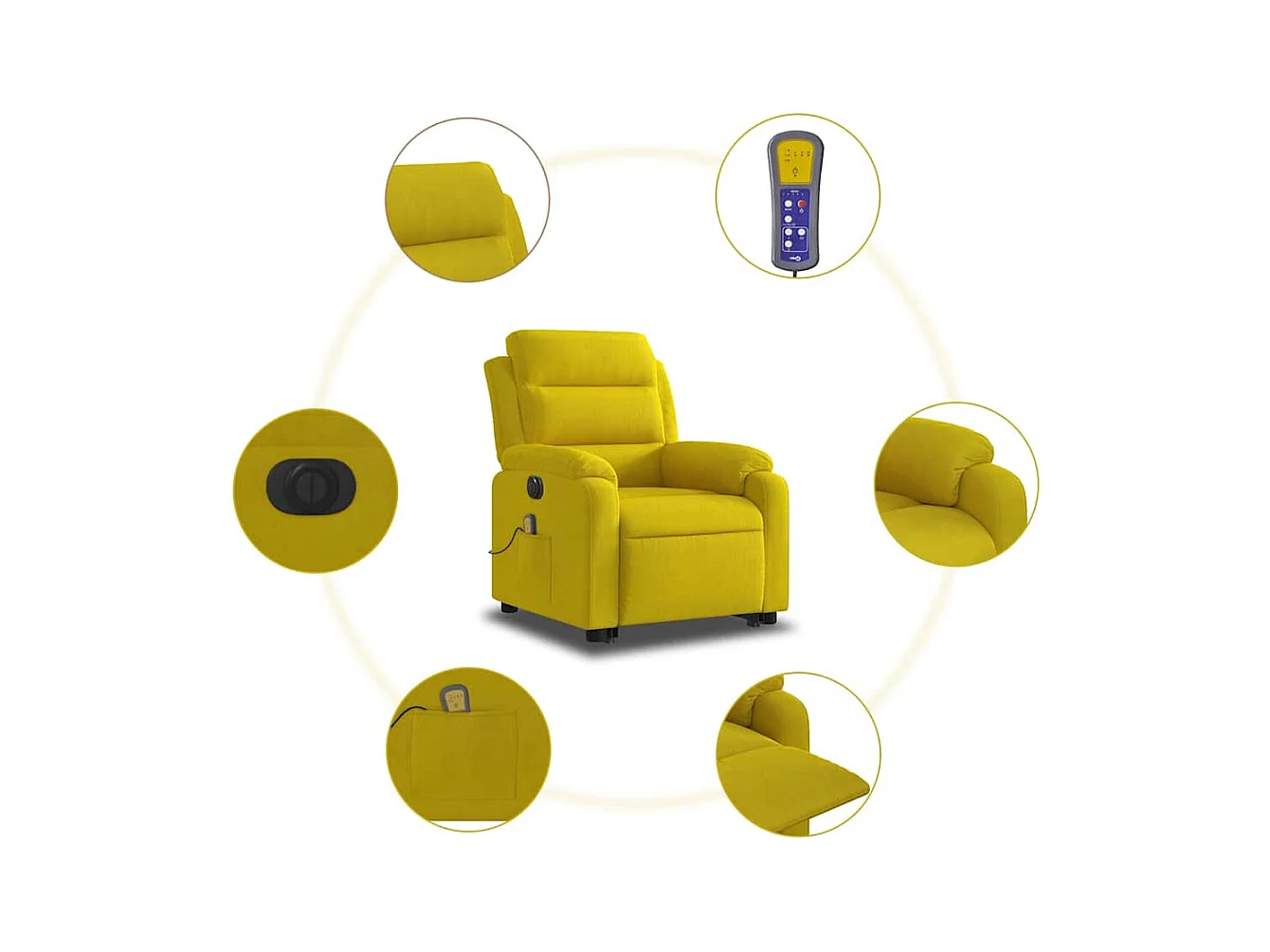Fauteuil inclinable de massage électrique jaune velours