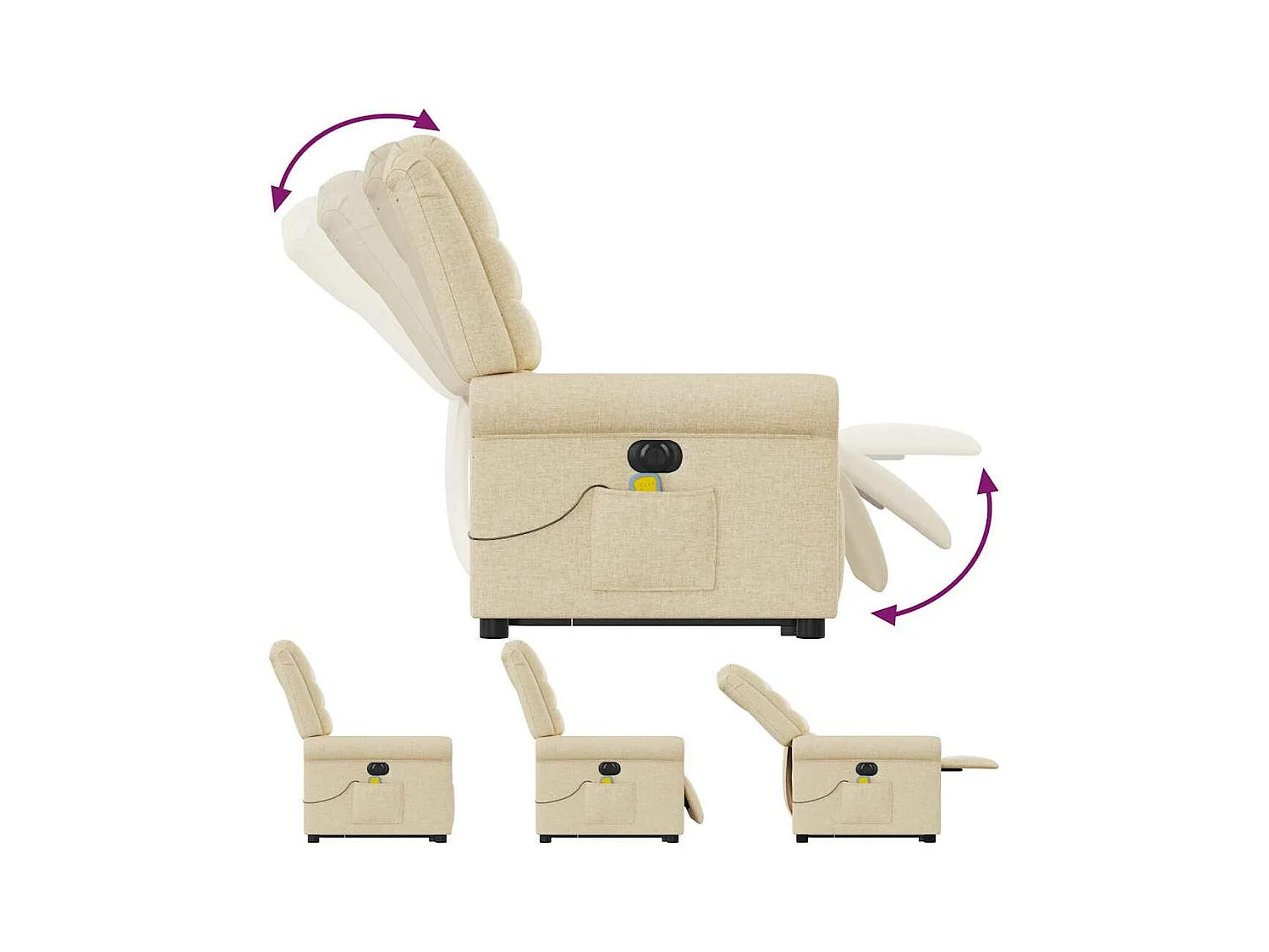 Sillón reclinable de masaje eléctrico de tela color crema