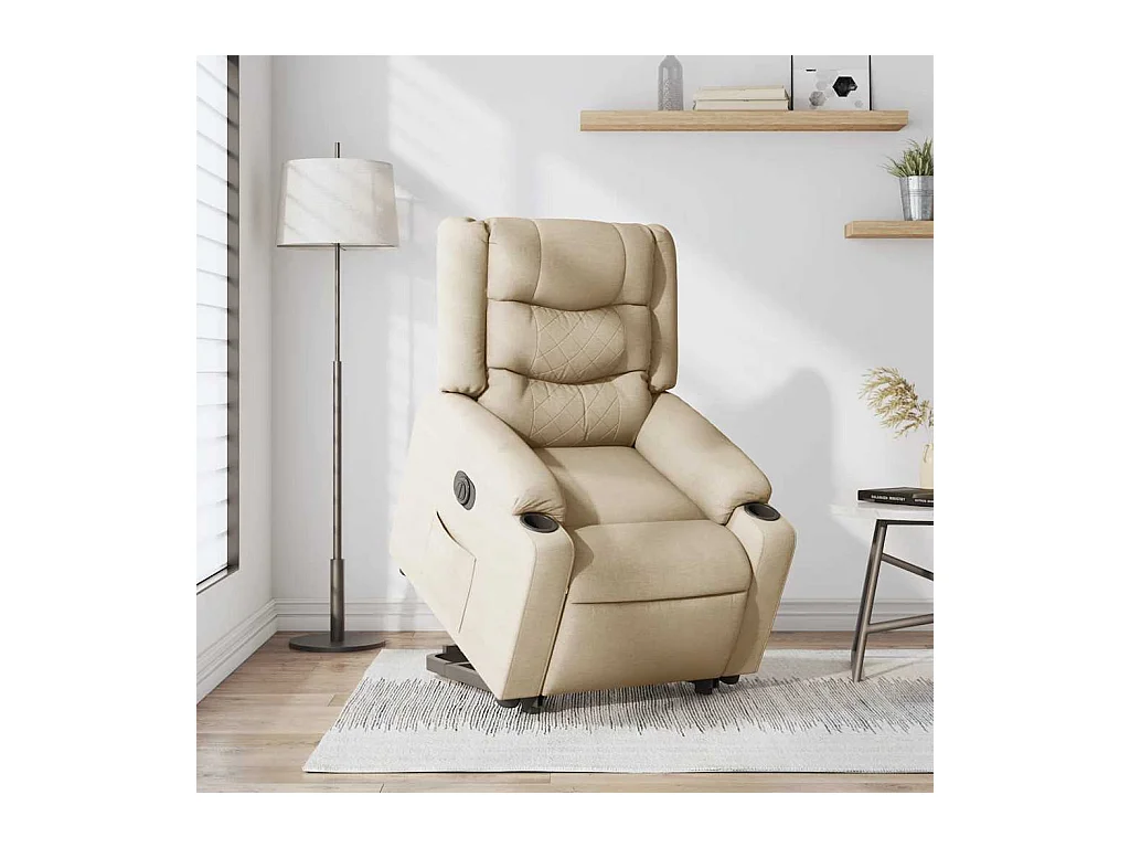 Fauteuil inclinable électrique crème tissu