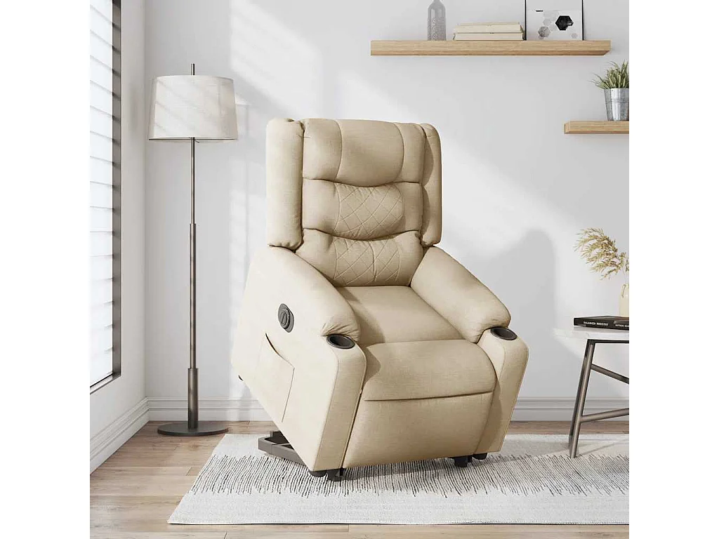 Fauteuil inclinable électrique crème tissu