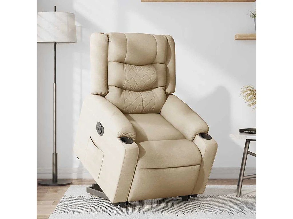 Fauteuil inclinable électrique crème tissu