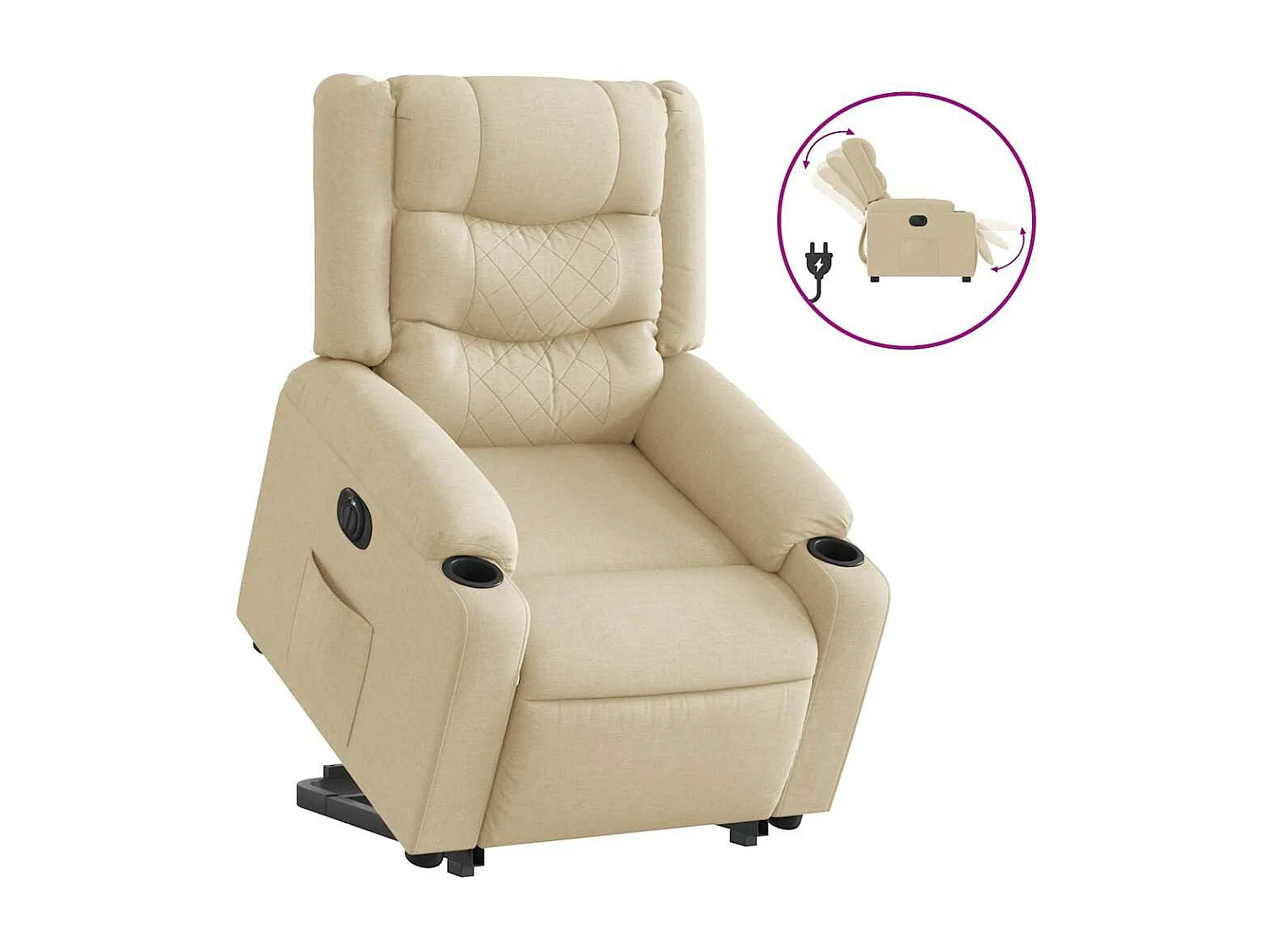 Fauteuil inclinable électrique crème tissu