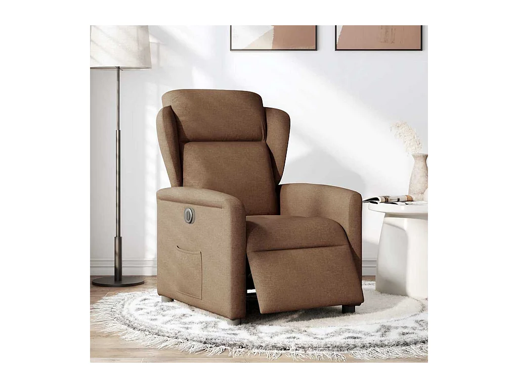 Poltrona reclinabile elettrica in tessuto marrone