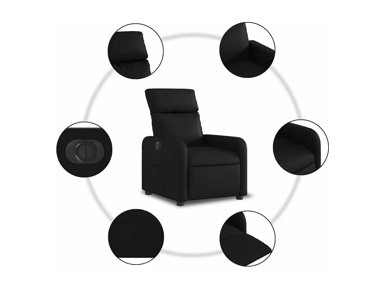 Fauteuil inclinable électrique Noir Similicuir