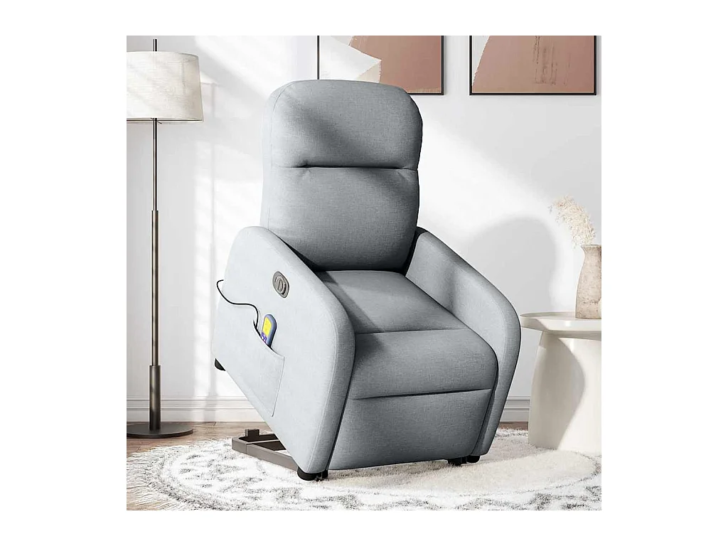 Fauteuil inclinable de massage électrique Gris clair Tissu